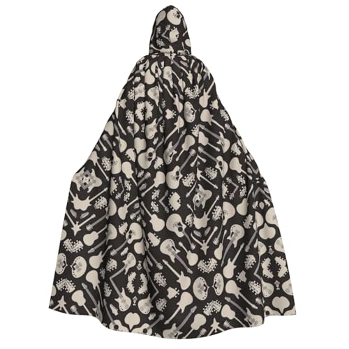 Halloween Kapuzenumhang Kostüm - Unisex Erwachsene Gitarre Muster Druck Umhang für Partys, Karneval, Comic Ausstellungen von CPyuqw