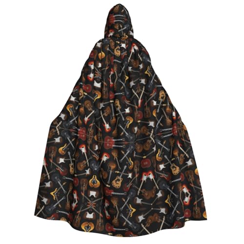 Halloween Kapuzenumhang Kostüm - Unisex Erwachsene Gitarren Druck Umhang für Partys, Karneval, Comic Ausstellungen von CPyuqw