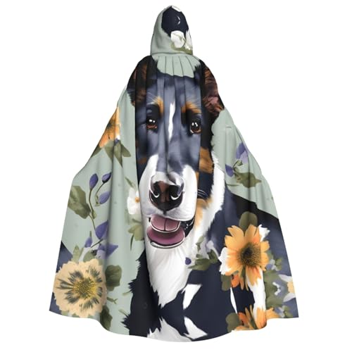 Halloween Kapuzenumhang Kostüm - Unisex Erwachsene Hund Blumen Druck Umhang für Partys, Karneval, Comic Ausstellungen von CPyuqw