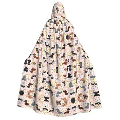 Halloween Kapuzenumhang Kostüm – Unisex Erwachsene Hund Blumendruck Umhang für Partys, Karneval, Comic Ausstellungen von CPyuqw