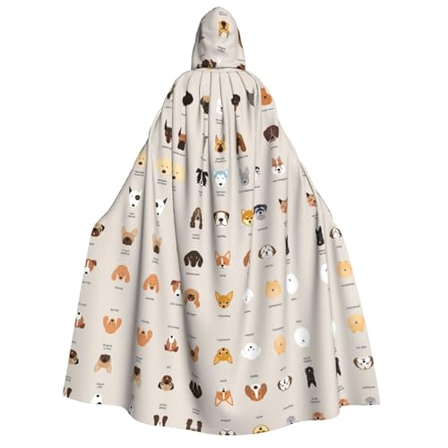 Halloween Kapuzenumhang Kostüm - Unisex Erwachsene Hunderasse Druck Umhang für Partys, Karneval, Comic Ausstellungen von CPyuqw