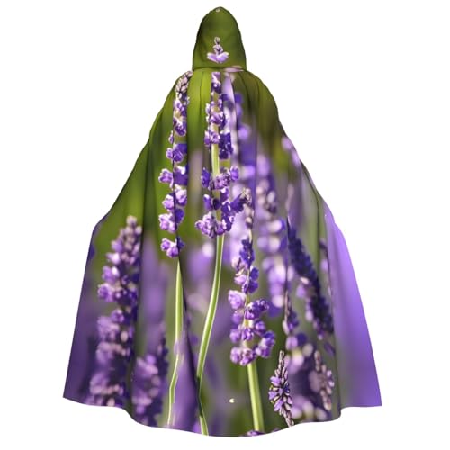Halloween Kapuzenumhang Kostüm - Unisex Erwachsene Lavendel Blumen s Druck Umhang für Partys, Karneval, Comic Ausstellungen von CPyuqw
