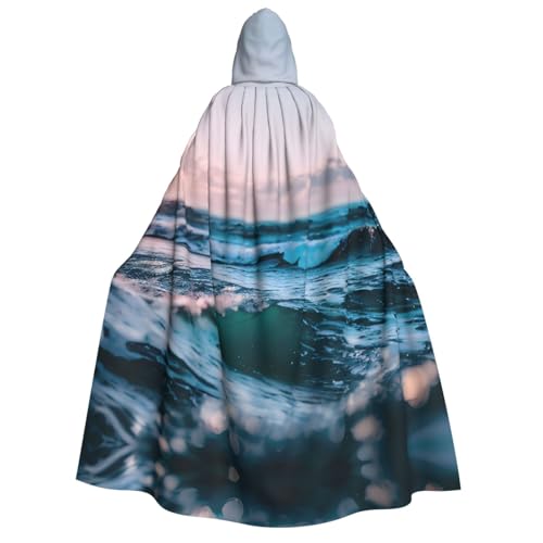 Halloween Kapuzenumhang Kostüm - Unisex Erwachsene Ozeanwellen Druck Umhang für Partys, Karneval, Comic Ausstellungen von CPyuqw