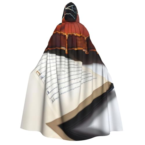 Halloween Kapuzenumhang Kostüm - Unisex Erwachsene Violine Buch Druck Umhang für Partys, Karneval, Comic Ausstellungen von CPyuqw