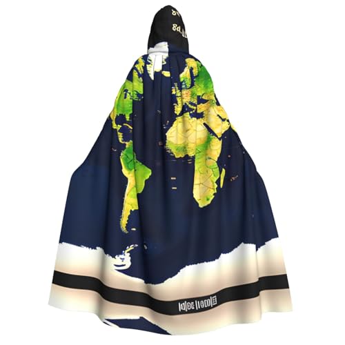 Halloween Kapuzenumhang Kostüm Unisex Erwachsene Weltkarte Druck Umhang für Party Karneval Comic Ausstellungen von CPyuqw