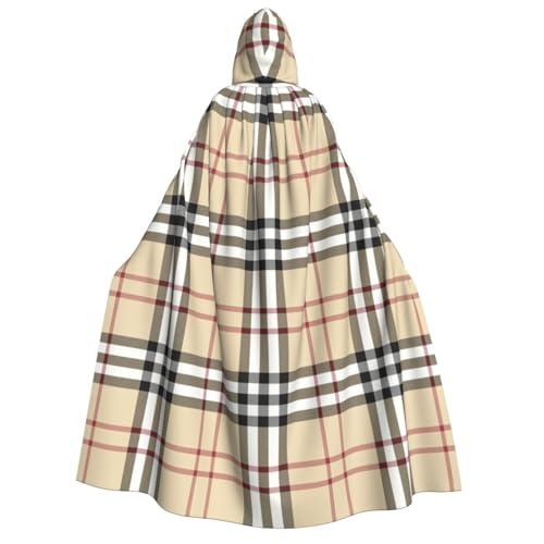 Halloween-Kostüm mit Kapuze, Unisex, für Erwachsene, grau kariert, Linien, Druck, Umhang für Partys, Karneval, Comic-Ausstellungen von CPyuqw