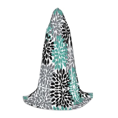 L Halloween Kapuzen Umhang Unisex Dahlie Blume Volldruck Kostüm für Party Karneval Comic Ausstellung von CPyuqw