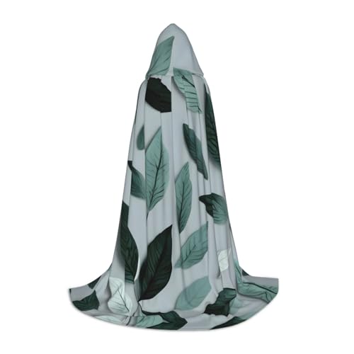 M Halloween Kapuzenumhang – Unisex Mint Grau Blatt Volldruck Kostüm für Partys, Karneval und Comic Ausstellungen von CPyuqw