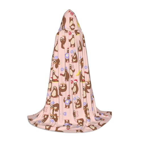 S Halloween Kapuzen Umhang - Unisex Niedliches Faultier Volldruck Kostüm für Partys, Karneval und Comic Ausstellungen von CPyuqw