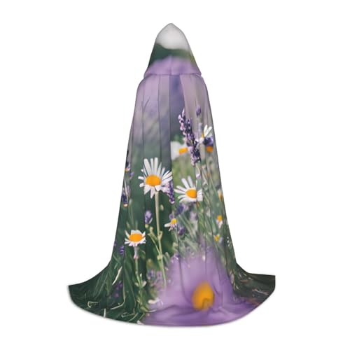 S Halloween Kapuzenumhang - Unisex Lavendel und Gänseblümchen Volldruck Kostüm für Partys, Karneval und Comic Ausstellungen von CPyuqw