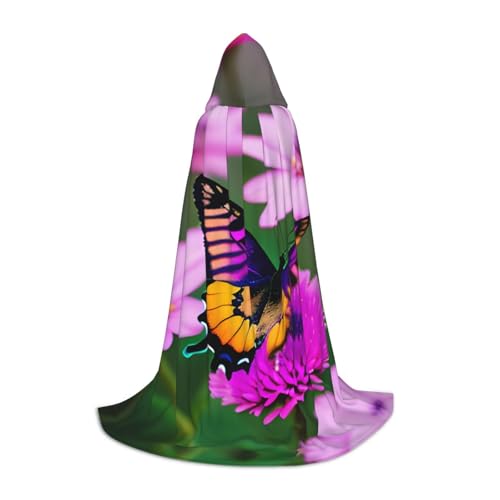S Halloween Kapuzenumhang - Unisex Lila Schmetterling und Blumen Volldruck Kostüm für Partys, Karneval und Comic Ausstellungen S Halloween Kapuzenumhang - Unisex Lila Schmetterling und Blumen Volldruck Kostüm für Partys, Karneval und Comic Ausstellungen von CPyuqw