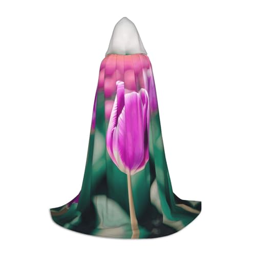 S Halloween Kapuzenumhang - Unisex Lila Tulpen Volldruck Kostüm für Party Karneval Comic Ausstellung von CPyuqw