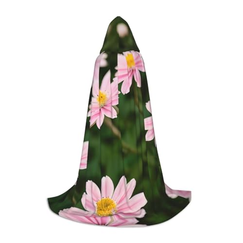 S Halloween Kapuzenumhang - Unisex Rosa Weiß Gold Blumen Volldruck Kostüm für Party Karneval und Comic Ausstellung von CPyuqw