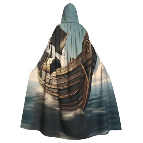Unisex Halloween Kapuzenumhang – Altes Wikingerboot Volldruck Erwachsenenkostüm Umhang für Cosplay, Party und Themenveranstaltungen Unisex Halloween Kapuzenumhang – Altes Wikingerboot Volldruck Erwachsenenkostüm Umhang für Cosplay, Party und Themenveranstaltungen von CPyuqw