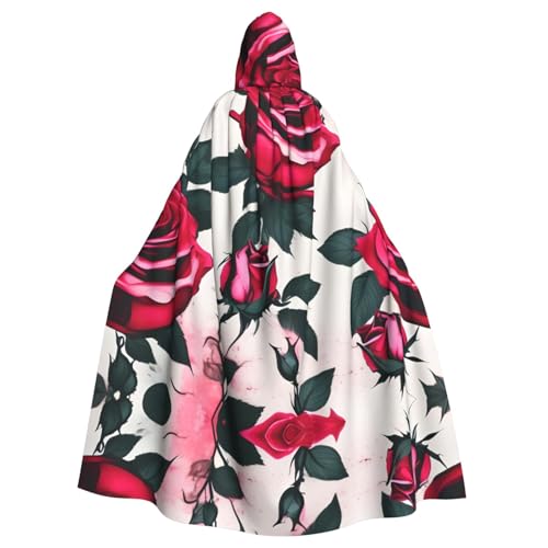 Unisex Halloween Kapuzenumhang - Blühende Rose Blumen Volldruck Erwachsenenkostüm Umhang für Cosplay, Party und Themenveranstaltungen Unisex Halloween Kapuzenumhang - Blühende Rose Blumen Volldruck Erwachsenenkostüm Umhang für Cosplay, Party und Themenveranstaltungen von CPyuqw