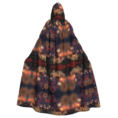 Unisex Halloween Kapuzenumhang - Feuerwerk Volldruck Erwachsenenkostüm Umhang für Cosplay, Party und Themenveranstaltungen von CPyuqw