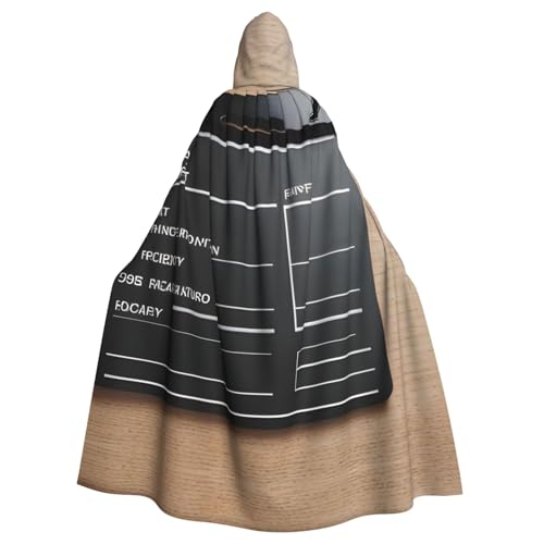 Unisex Halloween Kapuzenumhang – Filmklapperboard Volldruck Erwachsenenkostüm Umhang für Cosplay, Party und Themenveranstaltungen von CPyuqw