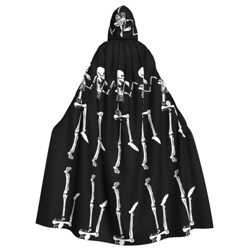 Unisex Halloween Kapuzenumhang – Halloween beweglicher Skelettschädel Volldruck Erwachsenenkostüm Umhang für Cosplay, Party und Themenveranstaltungen von CPyuqw
