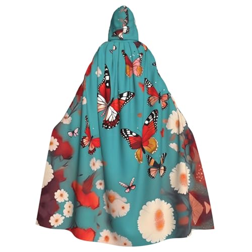 Unisex Halloween Kapuzenumhang – Henne fliegende Schmetterlinge unter Blumen Volldruck Erwachsenenkostüm Umhang für Cosplay, Party und Themenveranstaltungen Unisex Halloween Kapuzenumhang – Henne fliegende Schmetterlinge unter Blumen Volldruck Erwachsenenkostüm Umhang für Cosplay, Party und Themenveranstaltungen von CPyuqw