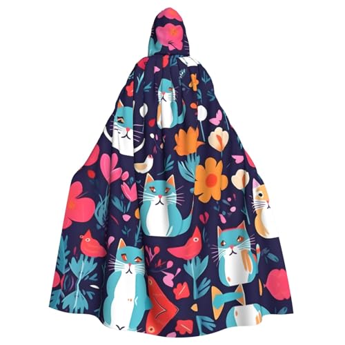 Unisex Halloween Kapuzenumhang - Lustige Katzen Vögel und Blumen Volldruck Erwachsenenkostüm Umhang für Cosplay, Party und Themenveranstaltungen Unisex Halloween Kapuzenumhang - Lustige Katzen Vögel und Blumen Volldruck Erwachsenenkostüm Umhang für Cosplay, Party und Themenveranstaltungen von CPyuqw