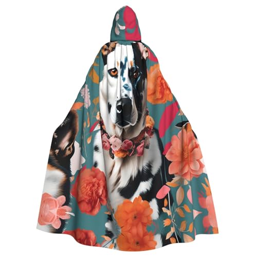 Unisex Halloween Kapuzenumhang – Rinderhund Blumen Volldruck Erwachsenenkostüm Umhang für Cosplay, Party und Themenveranstaltungen Unisex Halloween Kapuzenumhang – Rinderhund Blumen Volldruck Erwachsenenkostüm Umhang für Cosplay, Party und Themenveranstaltungen von CPyuqw