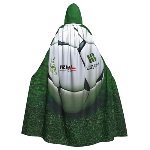 Unisex Halloween Kapuzenumhang – weißer Fußball-Volldruck, Erwachsenenkostüm, Umhang für Cosplay, Party und Themenveranstaltungen von CPyuqw