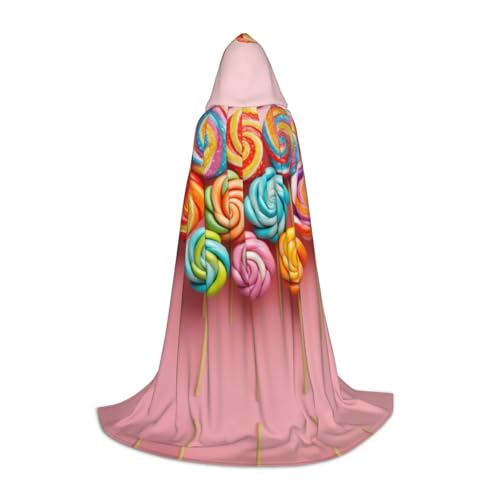 Dein umhang. Coral Baker Halloween-Kapuzenumhang – Zauberer-Tunika mit Kapuze, Umhang for Halloween, Cosplay-Kostüme(Colorful Lollipops,Medium) von CQAHDSEVF
