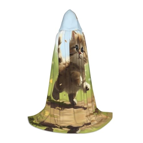 Dein umhang. Mini-Lollipop-Halloween-Kapuzenumhang – Zauberer-Tunika mit Kapuze, Robe, Halloween-Umhang, Cosplay-Kostüme(Kitten Catching Butterflies,Medium) von CQAHDSEVF