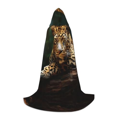 Dein umhang. Mini-Lollipop-Halloween-Kapuzenumhang – Zauberer-Tunika mit Kapuze, Robe, Halloween-Umhang, Cosplay-Kostüme(Leopard Resting in a Tree,Small) von CQAHDSEVF