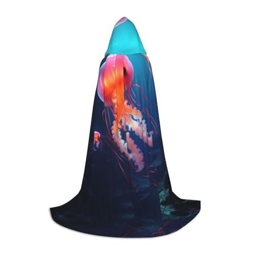 Dein umhang. Niedlicher Waschbär-Halloween-Kapuzenumhang – Zauberer-Tunika mit Kapuze, Umhang for Halloween, Cosplay-Kostüme(Cute Jellyfish,Large) von CQAHDSEVF