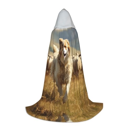 Dein umhang. Schäferhund hütet Schafe Halloween Kapuzenumhang - Zauberer Tunika Kapuzenrobe Halloween Umhang Cosplay Kostüme(Sheepdog Herding Sheep,Large) von CQAHDSEVF