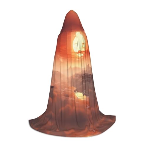 Dein umhang. Sonnenuntergang Halloween Kapuzenumhang - Zauberertunika Kapuzenrobe Halloweenumhang Cosplay Kostüme(Sunrise,Medium) von CQAHDSEVF