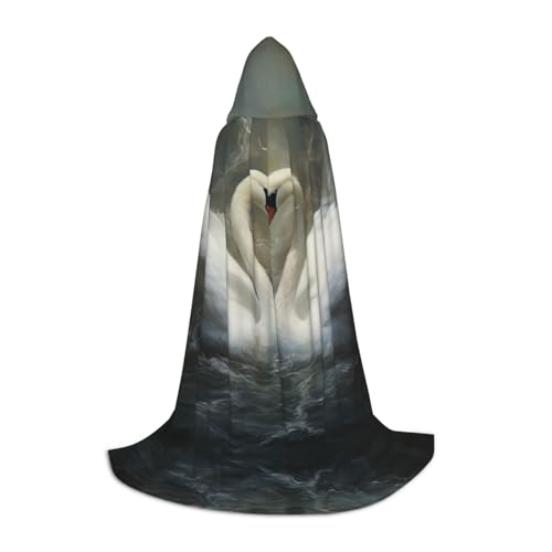 Dein umhang. Wunderschöner Schwan Halloween Kapuzenumhang - Zauberer-Tunika Kapuzenrobe Halloween-Umhang Cosplay-Kostüme(Beautiful Swan,Medium) von CQAHDSEVF