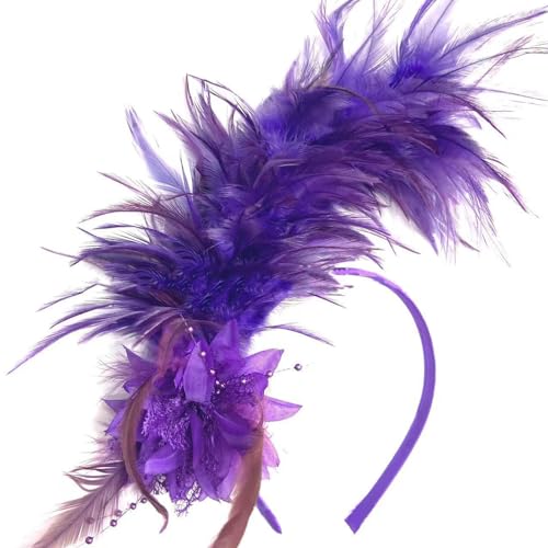 CQEAZ Haarreif 1920er Jahre gefiedert Fascinator Party Kopfbedeckung Kopfbedeckung Haarschmuck für Frauen Halloween Karneval von CQEAZ