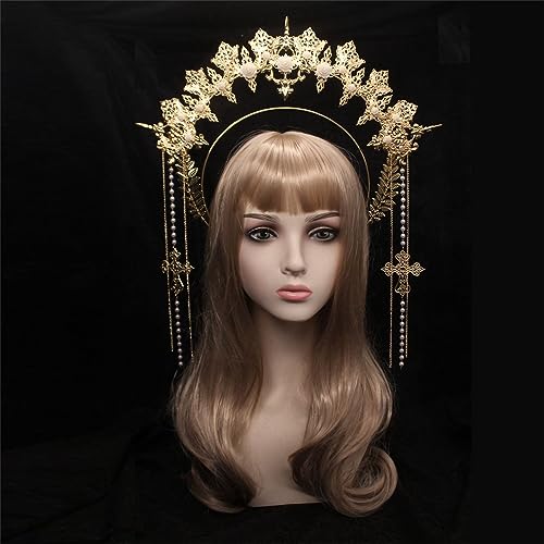 CQEAZ SunGoddess Haarreif Vintage VirginMary HaloHaarband Halloween Party Kostüm Kits Dame Kopfschmuck von CQEAZ