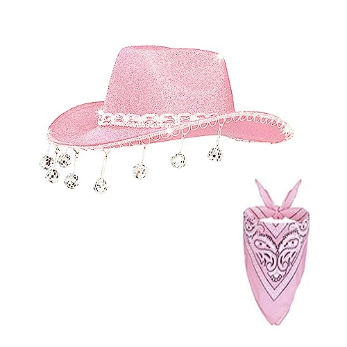 Elegantes Cowboyhut und Kopftuch, Cowgirl-Kostüm, breite Krempe, Erwachsenengröße, Cowboy, flackernde Strasssteine Elegantes Cowboyhut und Kopftuch, Cowgirl-Kostüm, breite Krempe, Erwachsenengröße, Cowboy, flackernde Strasssteine von CQEAZ