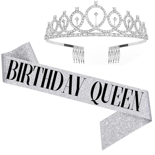 Geburtstag und Krone für Frauen Geburtstag Schärpe für Mädchen Geburtstagsdekorationen Strass Stirnband Haarschmuck Geburtstag und Krone für Frauen Geburtstag Schärpe für Mädchen Geburtstagsdekorationen Strass Stirnband Haarschmuck von CQEAZ