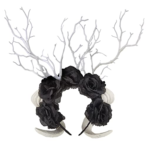 Halloween Ast Hörner Stirnband Dunkel Cosplay Party Kopfbedeckung Mädchen Haarreifen Dunkle Gothic Rose Blume Gothic Stirnband Halloween Ast Hörner Stirnband Dunkel Cosplay Party Kopfbedeckung Mädchen Haarreifen Dunkle Gothic Rose Blume Gothic Stirnband von CQEAZ