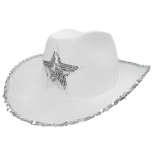 Lustiger Partyhut, Cowboyhut für Damen, glitzernder Westernhut, Cowboyhut, Sternmuster, Cowboy-Kostüm, Verkleiden Lustiger Partyhut, Cowboyhut für Damen, glitzernder Westernhut, Cowboyhut, Sternmuster, Cowboy-Kostüm, Verkleiden von CQEAZ