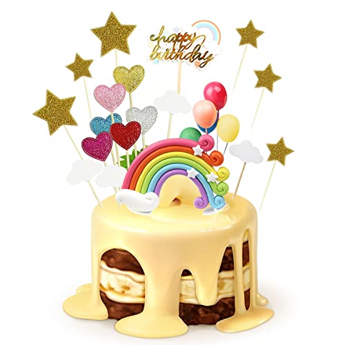 24-teiliges Tortenaufsatz-Set zum Selbermachen, Kuchenaufsatz, Babyparty, Geburtstagsparty, inklusive Regenbogen-Wolke, Herz, Stern-Ballonform 24-teiliges Tortenaufsatz-Set zum Selbermachen, Kuchenaufsatz, Babyparty, Geburtstagsparty, inklusive Regenbogen-Wolke, Herz, Stern-Ballonform von CQQNIU
