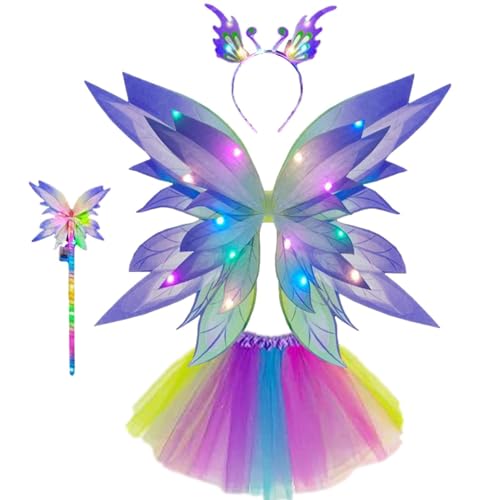 Feenflügel-Kostüme Für Damen, Weiches Mädchen-Prinzessin-Schmetterlings-Kostüm, Regenbogen-Schmetterlings-Mädchenflügel-Kostüme, Verkleidete Feenflügel Für Kleine Mädchen, Farbverlauf-Baby-Party-Kostü von CQSJX