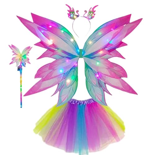 Feenflügel-Kostüme Für Damen, Weiches Mädchen-Prinzessin-Schmetterlings-Kostüm, Regenbogen-Schmetterlings-Mädchenflügel-Kostüme, Verkleidete Feenflügel Für Kleine Mädchen, Farbverlauf-Baby-Party-Kostü von CQSJX