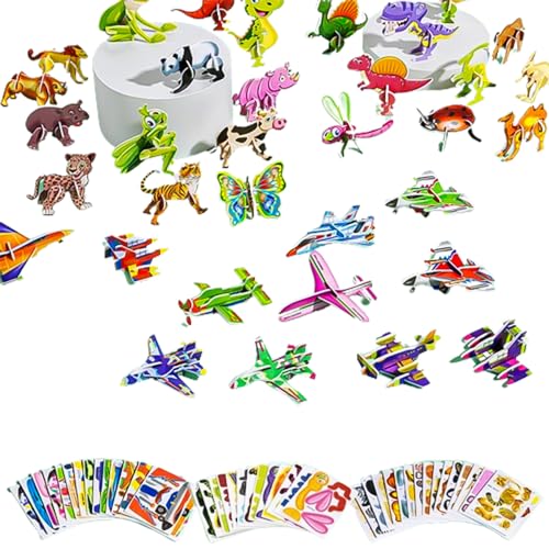 Educational 3D Cartoon Puzzle,3D Puzzle for Kids Toys,25Pcs DIY Cartoon Animal Learning Education Toys,3D Jigsaw Puzzle Cartoon Art Crafts Gifts for Kids (Dinosaurs+ Insects +Airplanes) von CQSVUJ
