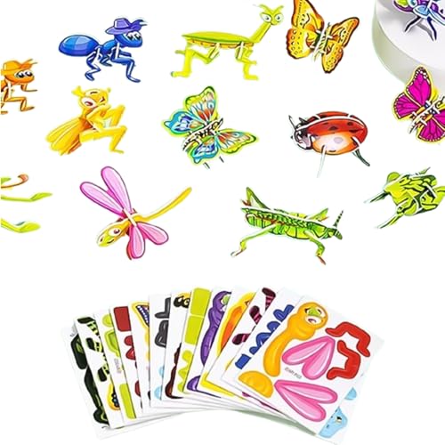 Educational 3D Cartoon Puzzle,3D Puzzle for Kids Toys,25Pcs DIY Cartoon Animal Learning Education Toys,3D Jigsaw Puzzle Cartoon Art Crafts Gifts for Kids (Insects) von CQSVUJ