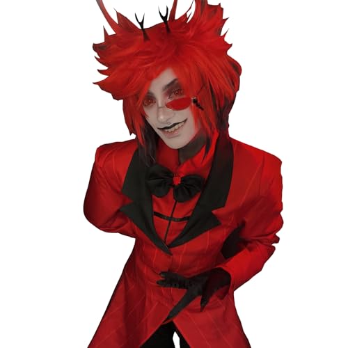 CR ROLECOS Alastor Cosplay Kostüm Hazbin Kostüm Erwachsene Rot Schuluniform mit Handschuhen Hemd Halloween Anzug XL CR ROLECOS Alastor Cosplay Kostüm Hazbin Kostüm Erwachsene Rot Schuluniform mit Handschuhen Hemd Halloween Anzug XL von CR ROLECOS
