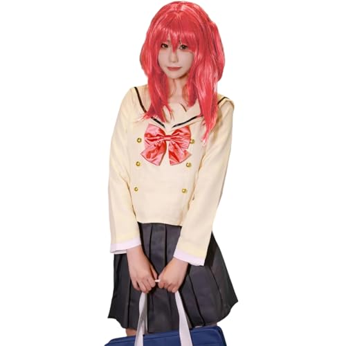 CR ROLECOS Anime Bocchi die Rock Cosplay Kostüm Kita Ikuyo Kleid Uniform Rock Volle Set mit Perücken S von CR ROLECOS