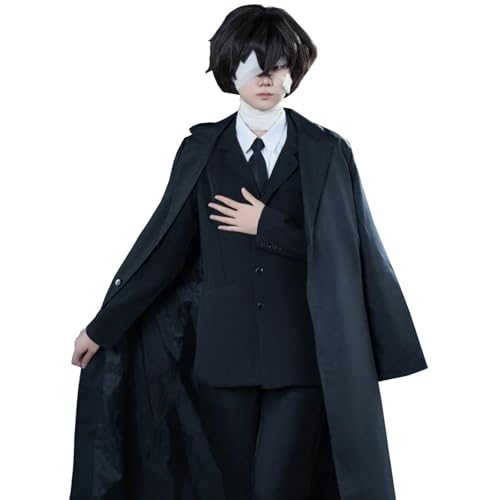 CR ROLECOS Anime Bungo Stray Dogs Cosplay Dazai Osamu Cosplay Dazai Osamu Kostüm Uniform für Halloween Karneval XL von CR ROLECOS