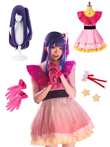 CR ROLECOS Anime Cosplay Set, Hoshino Ai Cosplay Kostüme Mit Wig, Halloween Karneval Geburtstag Party Outfits Weihnachtstag M von CR ROLECOS