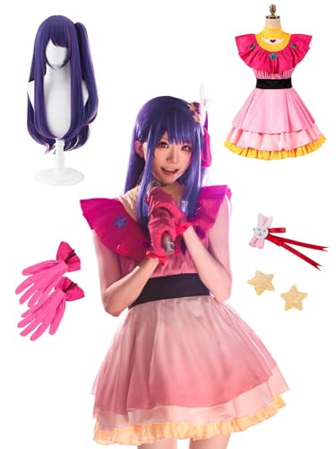 CR ROLECOS Anime Cosplay Set, Hoshino Ai Cosplay Kostüme Mit Wig, Halloween Karneval Party Outfits Weihnachtstag XXL von CR ROLECOS
