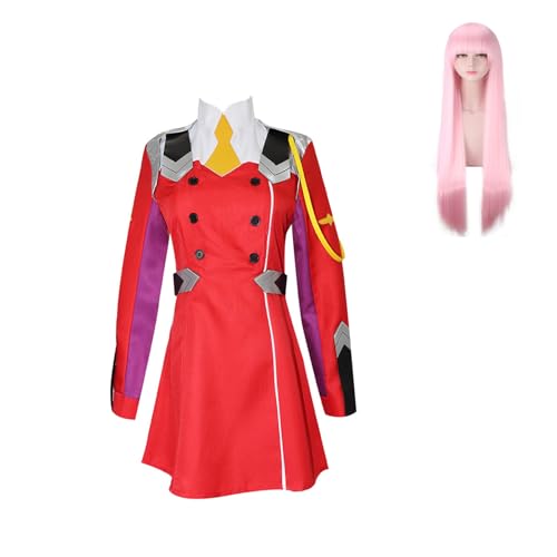 CR ROLECOS Anime Darling in The FRANXX Cosplay Zero Two Cosplay Rote Uniform Kleid mit Perücke 02 Zero Two Kostüm Outfit Anzug für Halloween Party M CR ROLECOS Anime Darling in The FRANXX Cosplay Zero Two Cosplay Rote Uniform Kleid mit Perücke 02 Zero Two Kostüm Outfit Anzug für Halloween Party M von CR ROLECOS